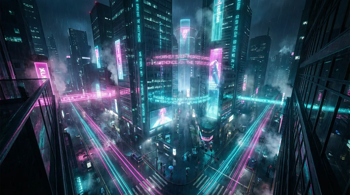 战舰少女5-2 竖屏短剧平台首页背景 - 赛博朋克都市夜景